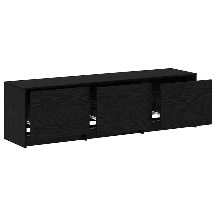 TV kast met LED's Zwart Eiken 140 x 34 x 40 cm Bewerkt hout