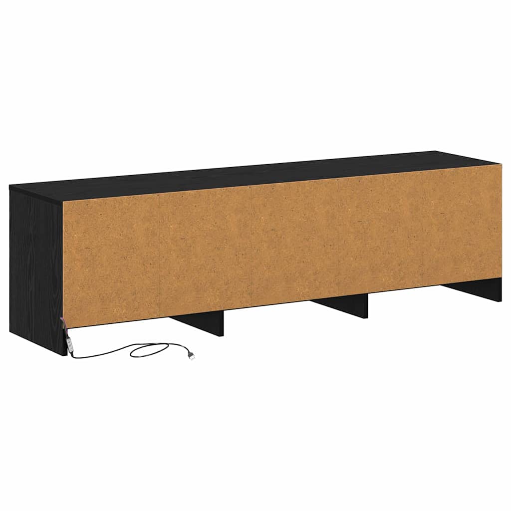 TV kast met LED's Zwart Eiken 140 x 34 x 40 cm Bewerkt hout