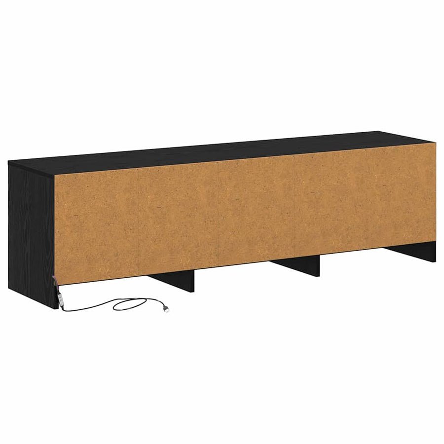 TV kast met LED's Zwart Eiken 140 x 34 x 40 cm Bewerkt hout