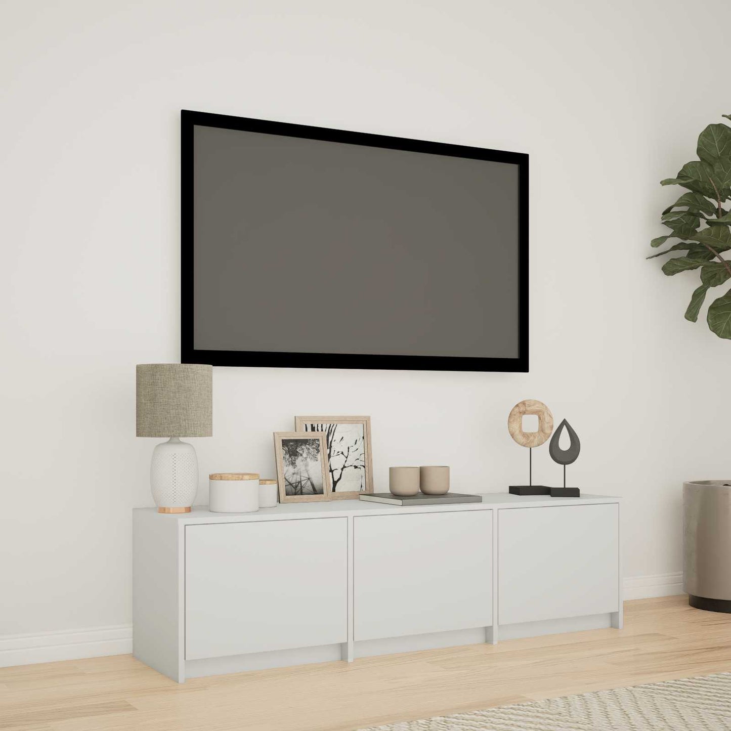 TV-kast met LED Wit 140 x 34 x 40 cm Bewerkt hout