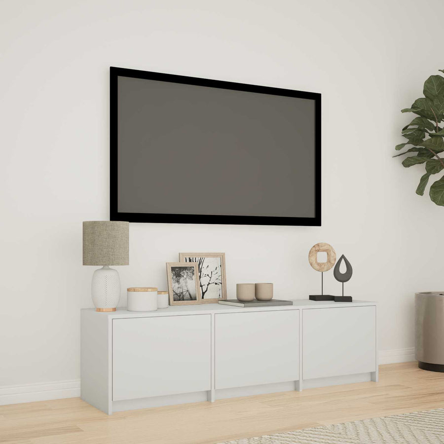 TV-kast met LED Wit 140 x 34 x 40 cm Bewerkt hout