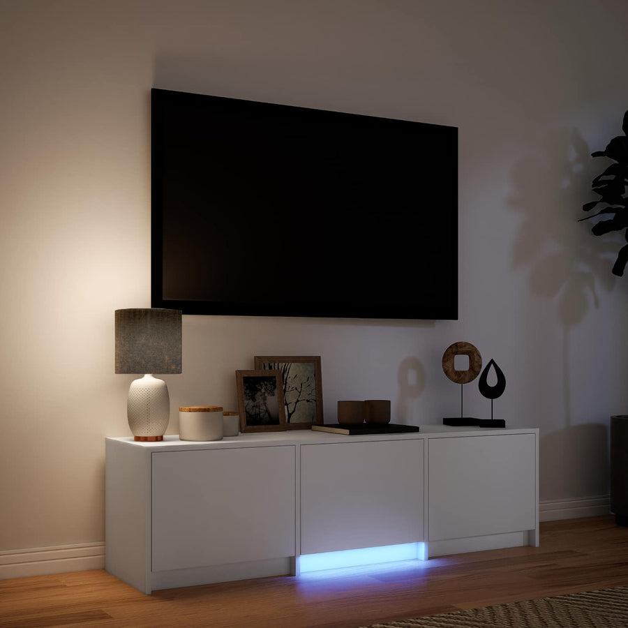 TV-kast met LED Wit 140 x 34 x 40 cm Bewerkt hout
