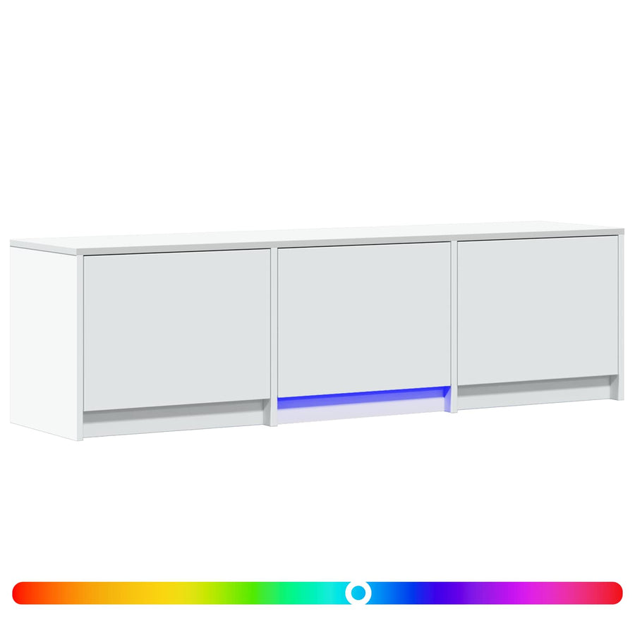 TV-kast met LED Wit 140 x 34 x 40 cm Bewerkt hout