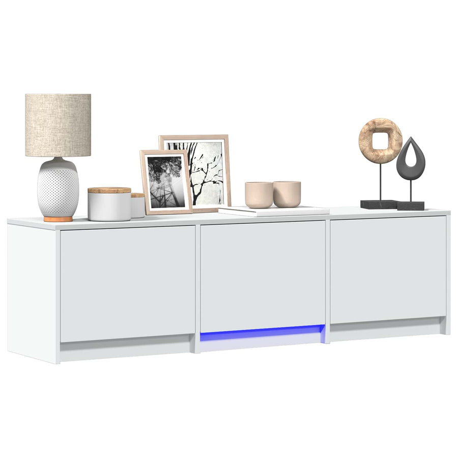 TV-kast met LED Wit 140 x 34 x 40 cm Bewerkt hout