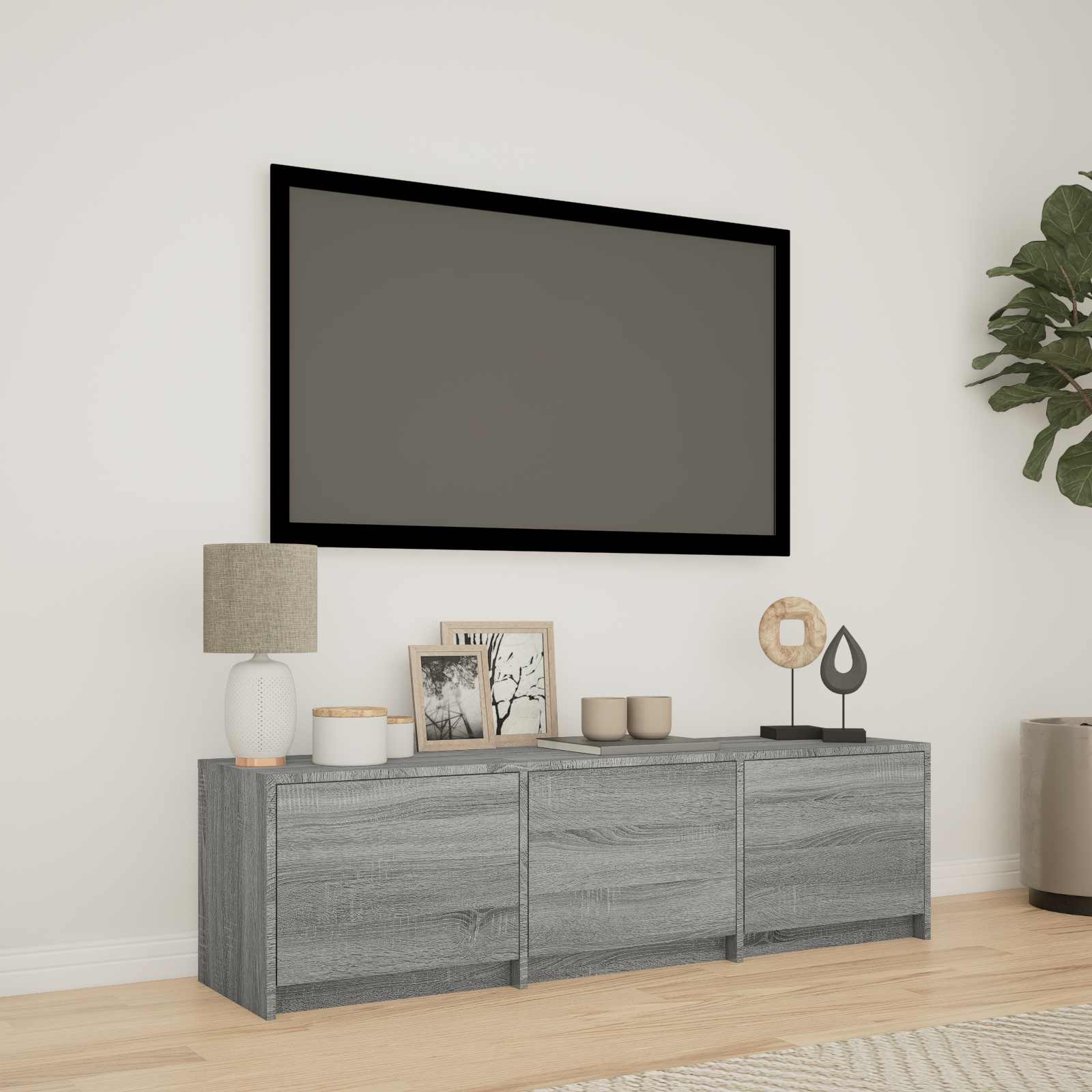 TV-kast met LED met LED met lade Grijze Sonoma 140 x 34 x 40 cm