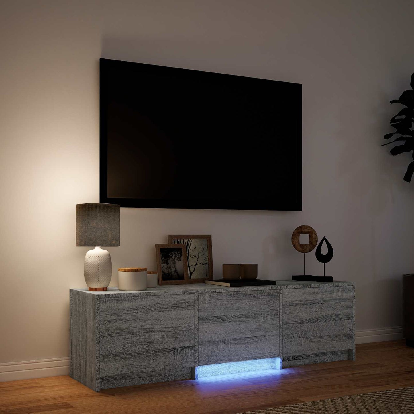 TV-kast met LED met LED met lade Grijze Sonoma 140 x 34 x 40 cm