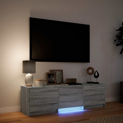 TV-kast met LED met LED met lade Grijze Sonoma 140 x 34 x 40 cm