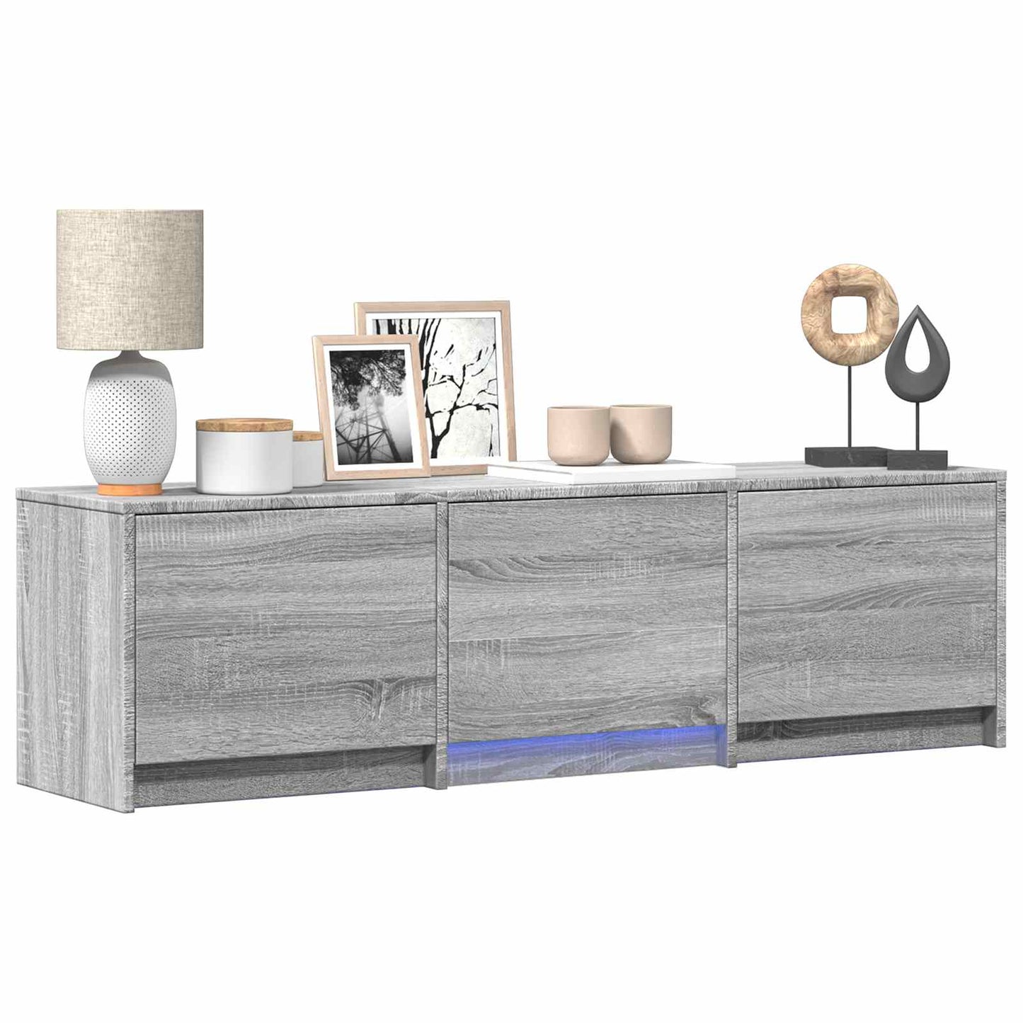 TV-kast met LED met LED met lade Grijze Sonoma 140 x 34 x 40 cm