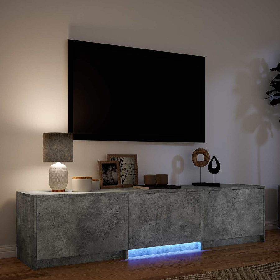 TV-kast met LED Beton Grijs 165 x 34 x 40 cm Geconstrueerd hout