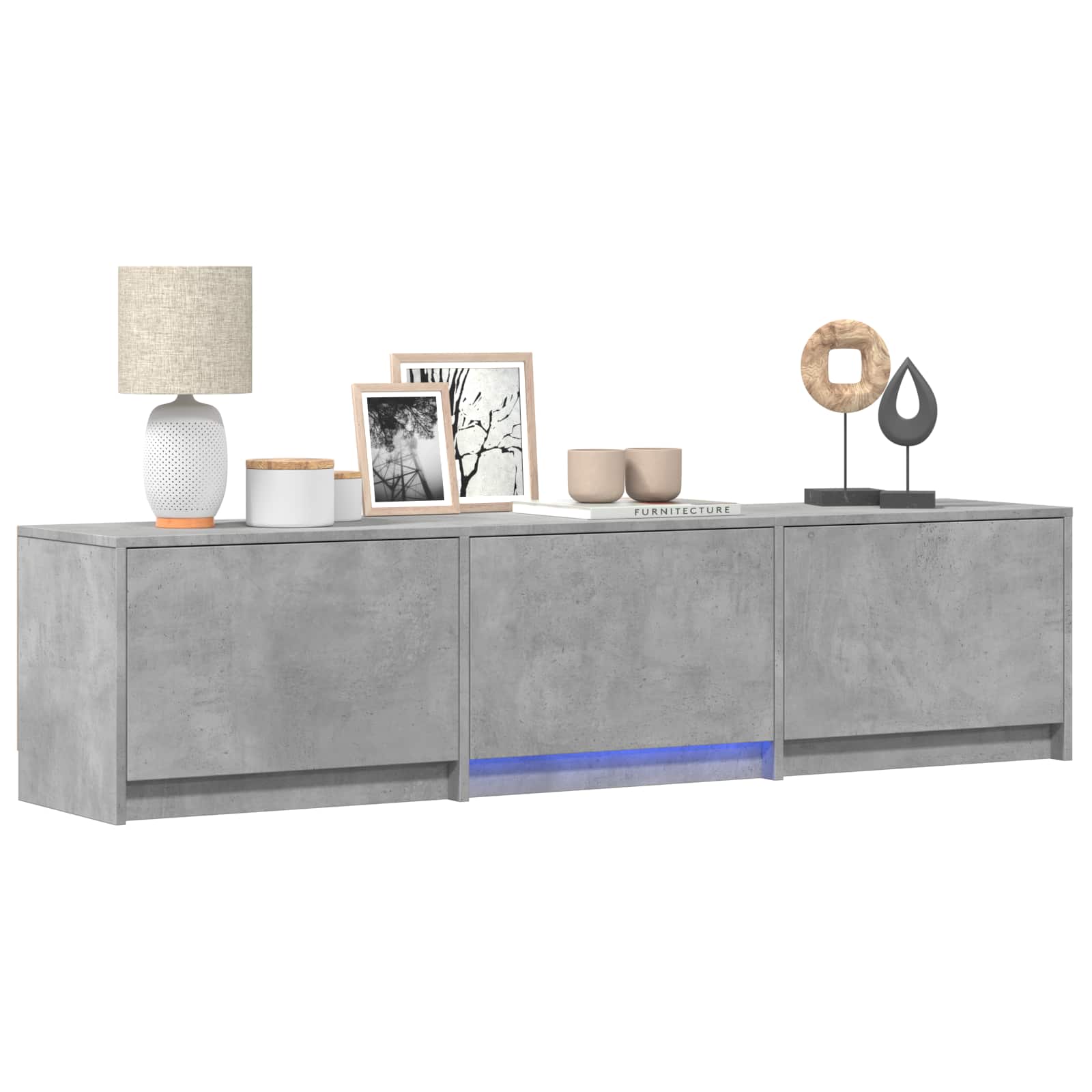 TV-kast met LED Beton Grijs 165 x 34 x 40 cm Geconstrueerd hout