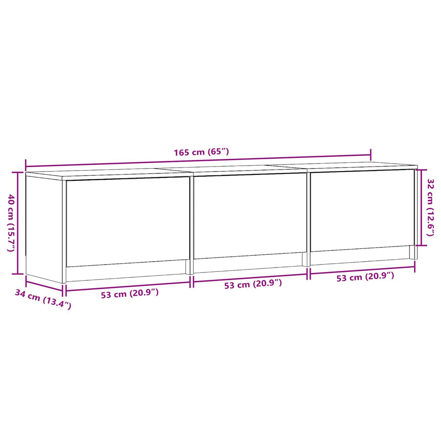 TV-kast met LED met LED met lade Sonoma Eiken 165 x 34 x 40 cm