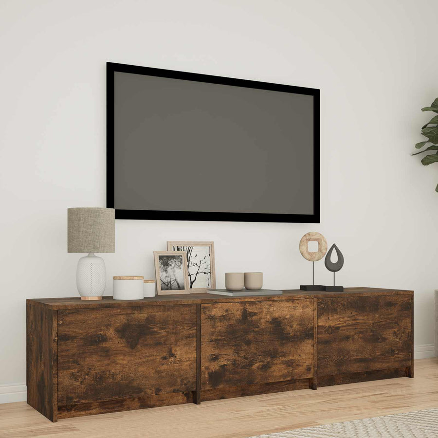 TV-kast met LED met LED met lade Gerookte Eik 165 x 34 x 40 cm