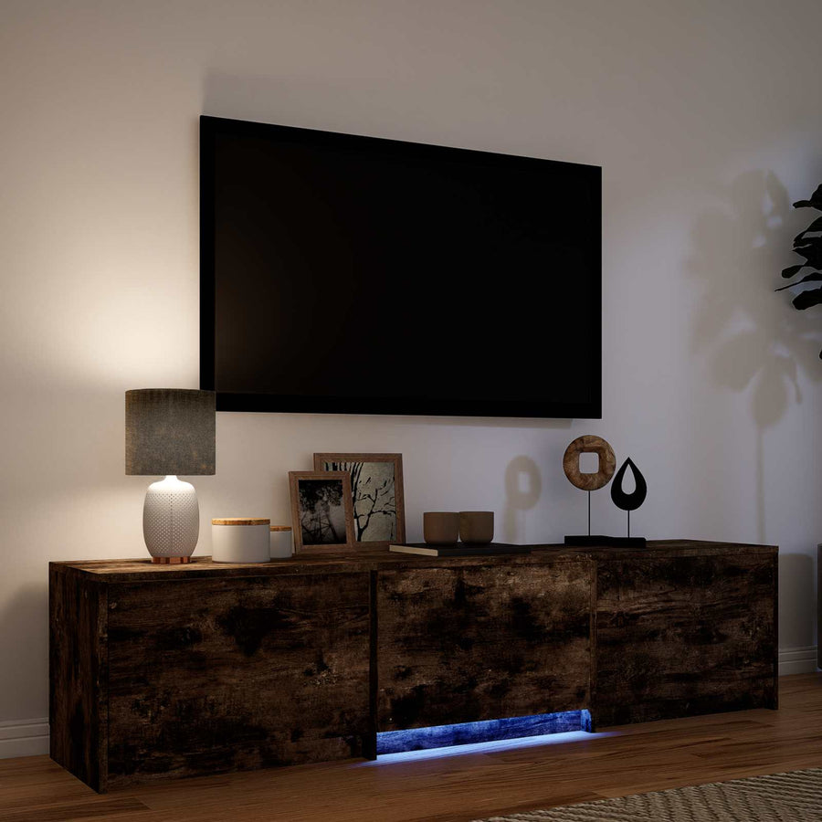 TV-kast met LED met LED met lade Gerookte Eik 165 x 34 x 40 cm