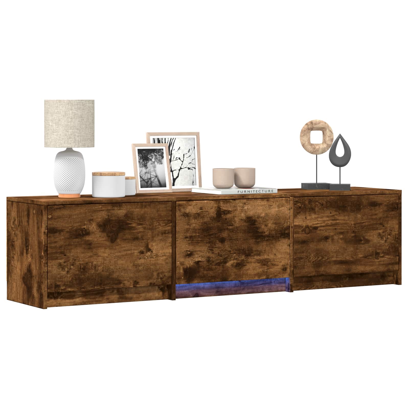 TV-kast met LED met LED met lade Gerookte Eik 165 x 34 x 40 cm