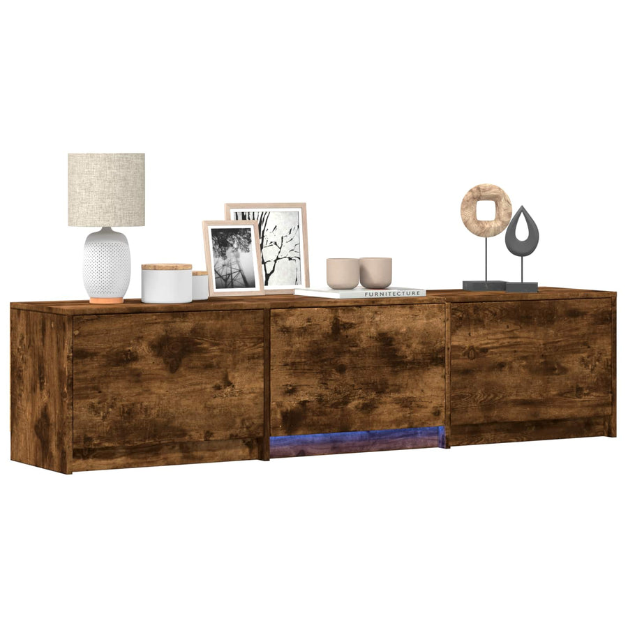 TV-kast met LED met LED met lade Gerookte Eik 165 x 34 x 40 cm