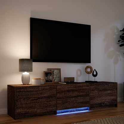 TV-kast met LED Bruine eik 165 x 34 x 40 cm Geconstrueerd hout