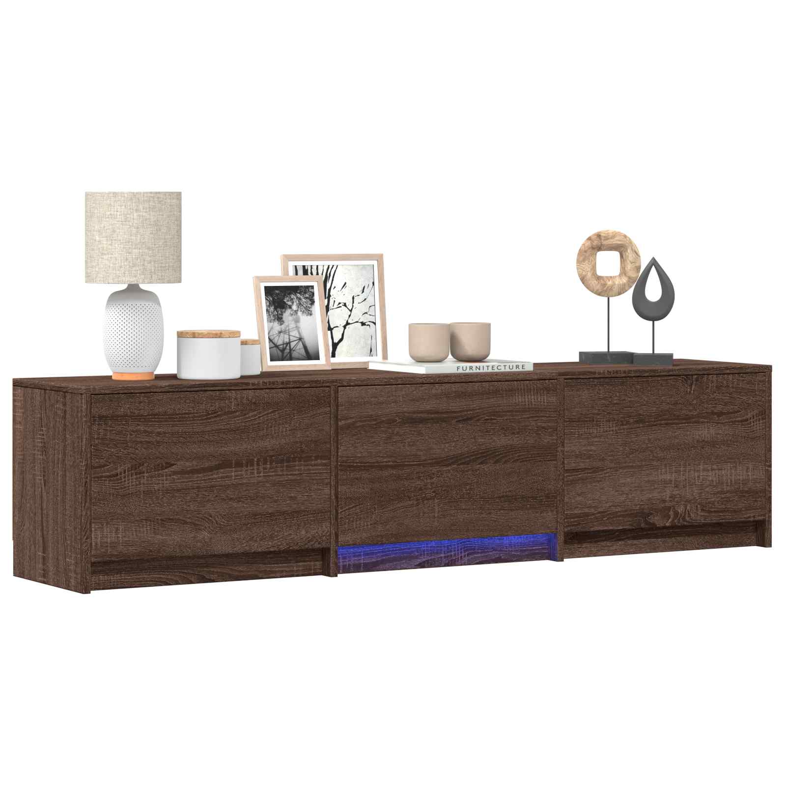 TV-kast met LED Bruine eik 165 x 34 x 40 cm Geconstrueerd hout