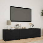 TV Cabinet with LED Black 165 x 34 x 40 cm Engineered Wood