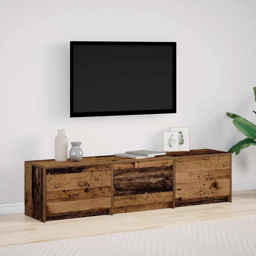TV kast met LED's Oud Hout 162 x 34 x 40 cm Bewerkt hout