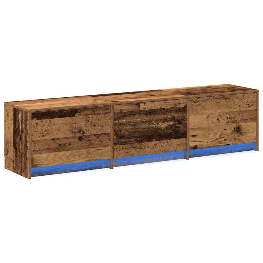 TV kast met LED's Oud Hout 162 x 34 x 40 cm Bewerkt hout