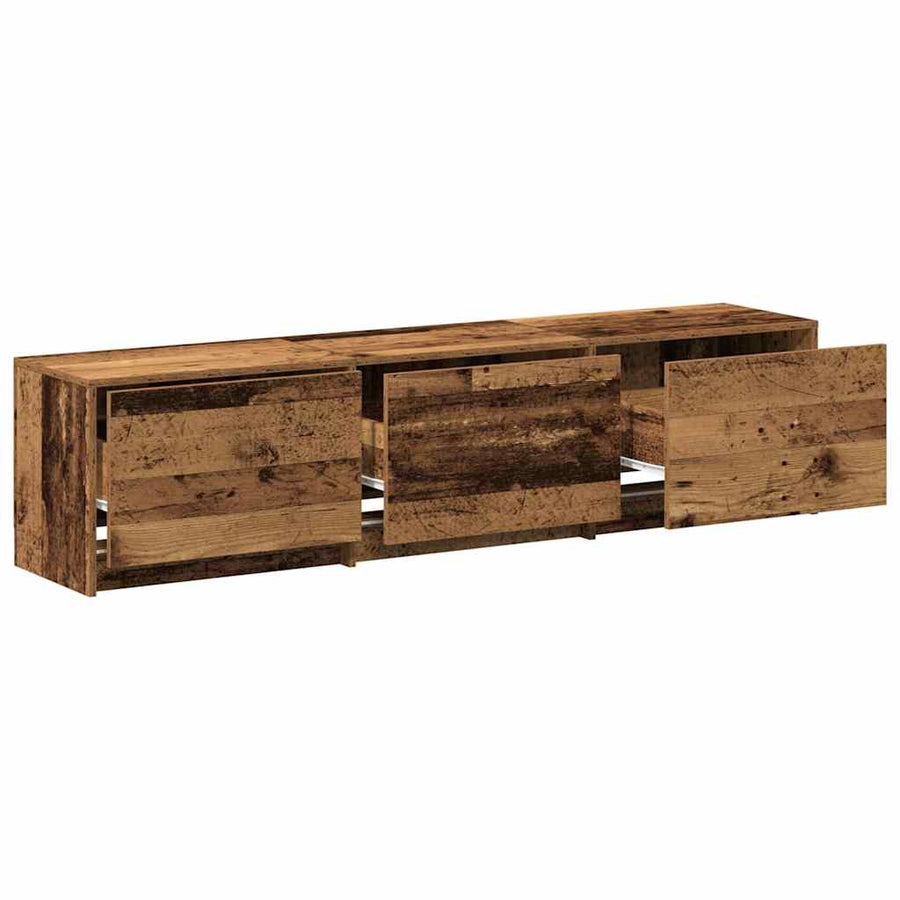 TV kast met LED's Oud Hout 162 x 34 x 40 cm Bewerkt hout
