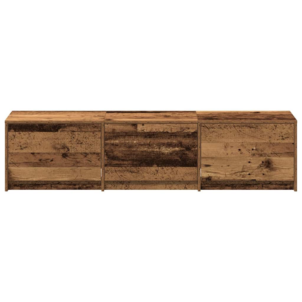 TV kast met LED's Oud Hout 162 x 34 x 40 cm Bewerkt hout