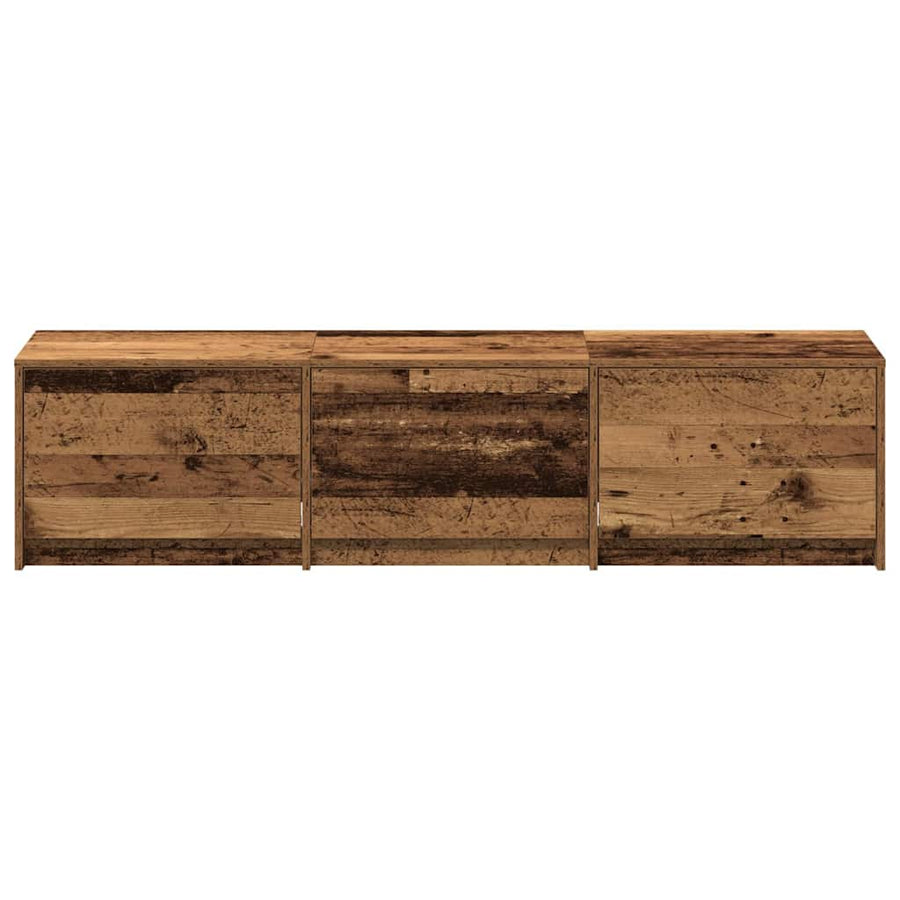 TV kast met LED's Oud Hout 162 x 34 x 40 cm Bewerkt hout