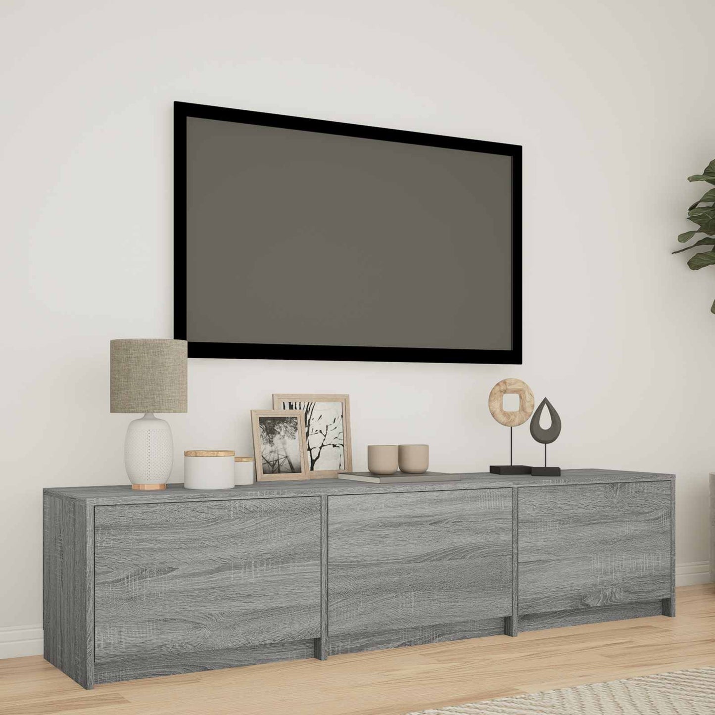 TV-kast met LED met LED met lade Grijze Sonoma 165 x 34 x 40 cm