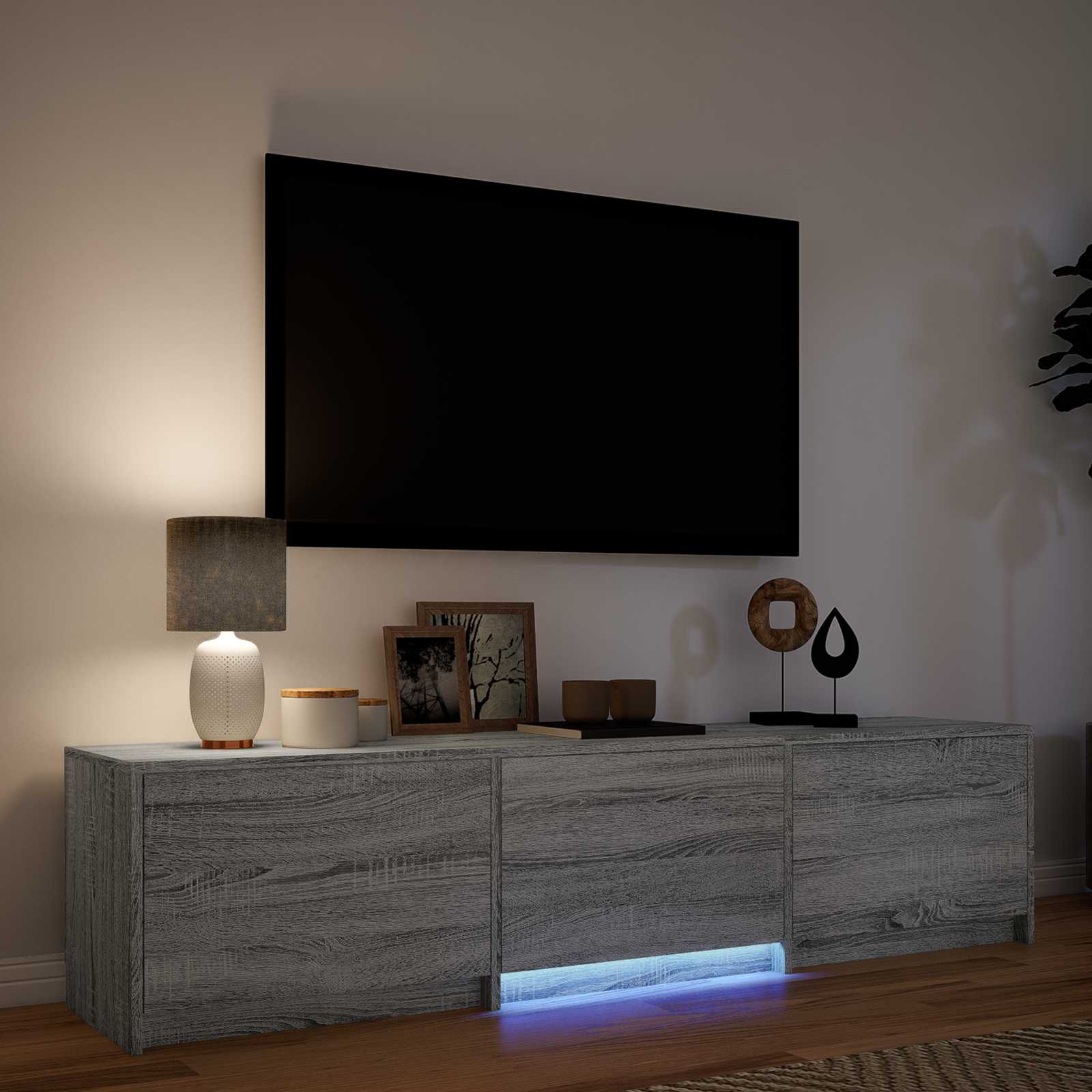 TV-kast met LED met LED met lade Grijze Sonoma 165 x 34 x 40 cm