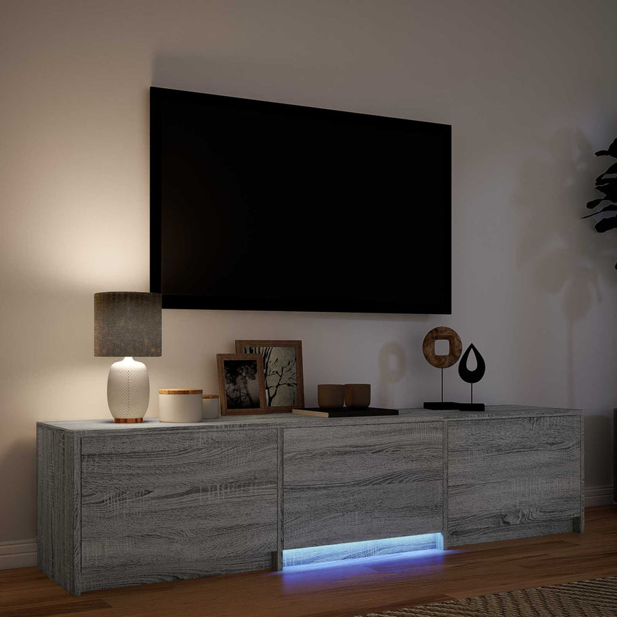 TV-kast met LED met LED met lade Grijze Sonoma 165 x 34 x 40 cm