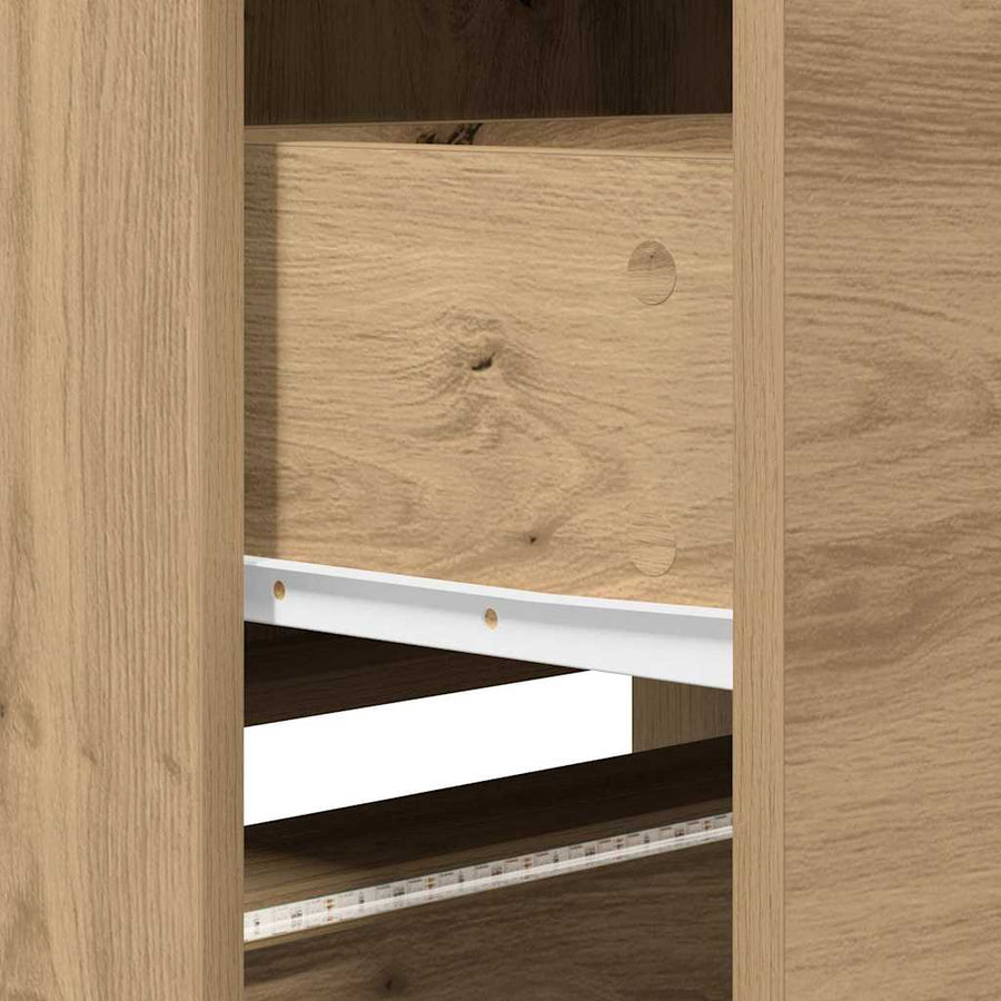 TV kast met LED's met lade Ambachtelijk eiken 162 x 34 x 40 cm