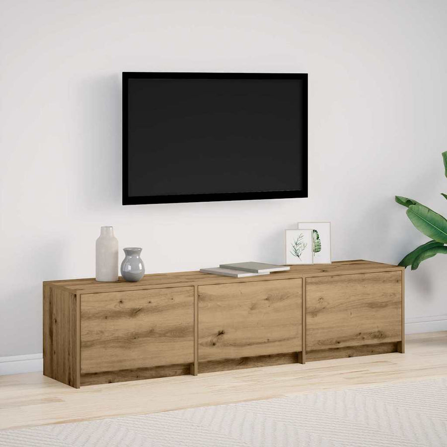 TV kast met LED's met lade Ambachtelijk eiken 162 x 34 x 40 cm
