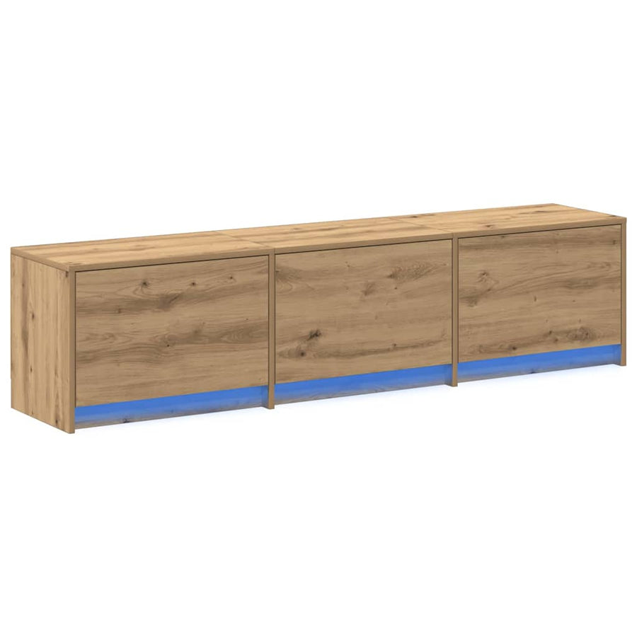TV kast met LED's met lade Ambachtelijk eiken 162 x 34 x 40 cm