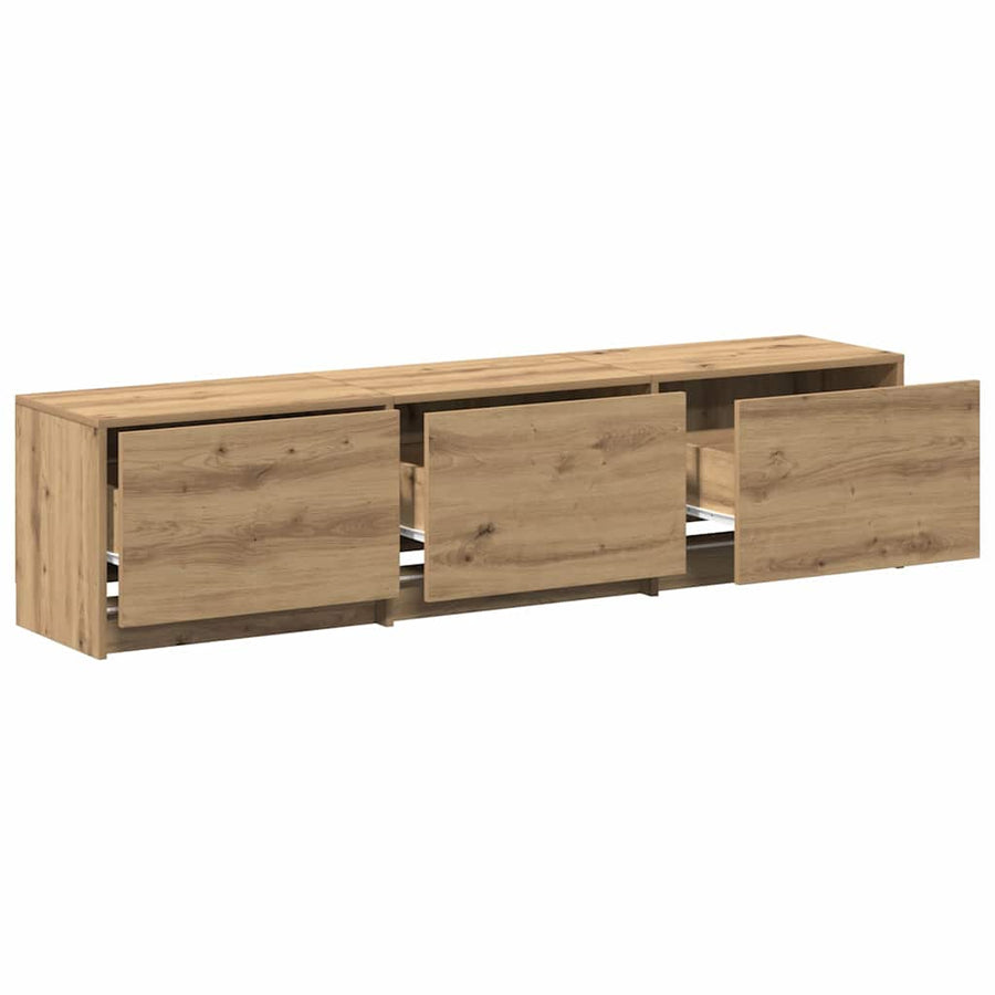 TV kast met LED's met lade Ambachtelijk eiken 162 x 34 x 40 cm