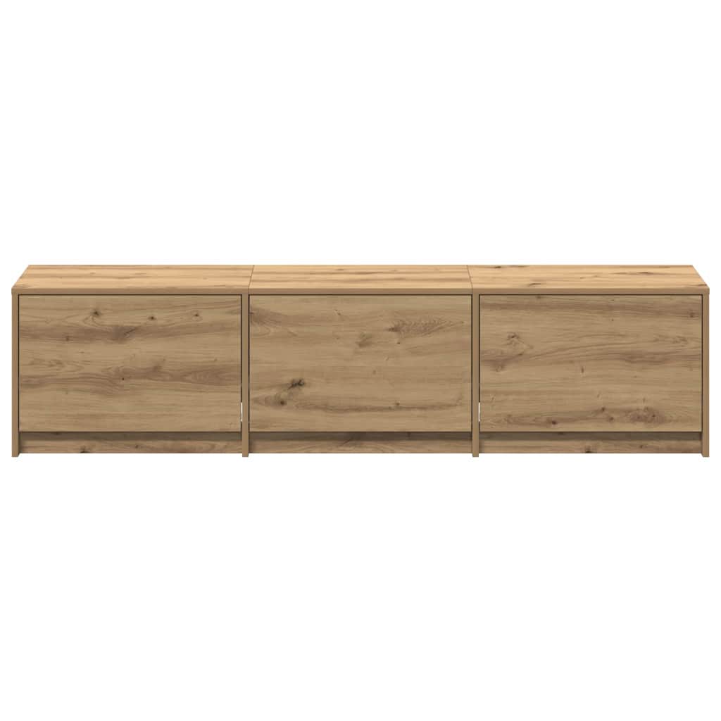 TV kast met LED's met lade Ambachtelijk eiken 162 x 34 x 40 cm