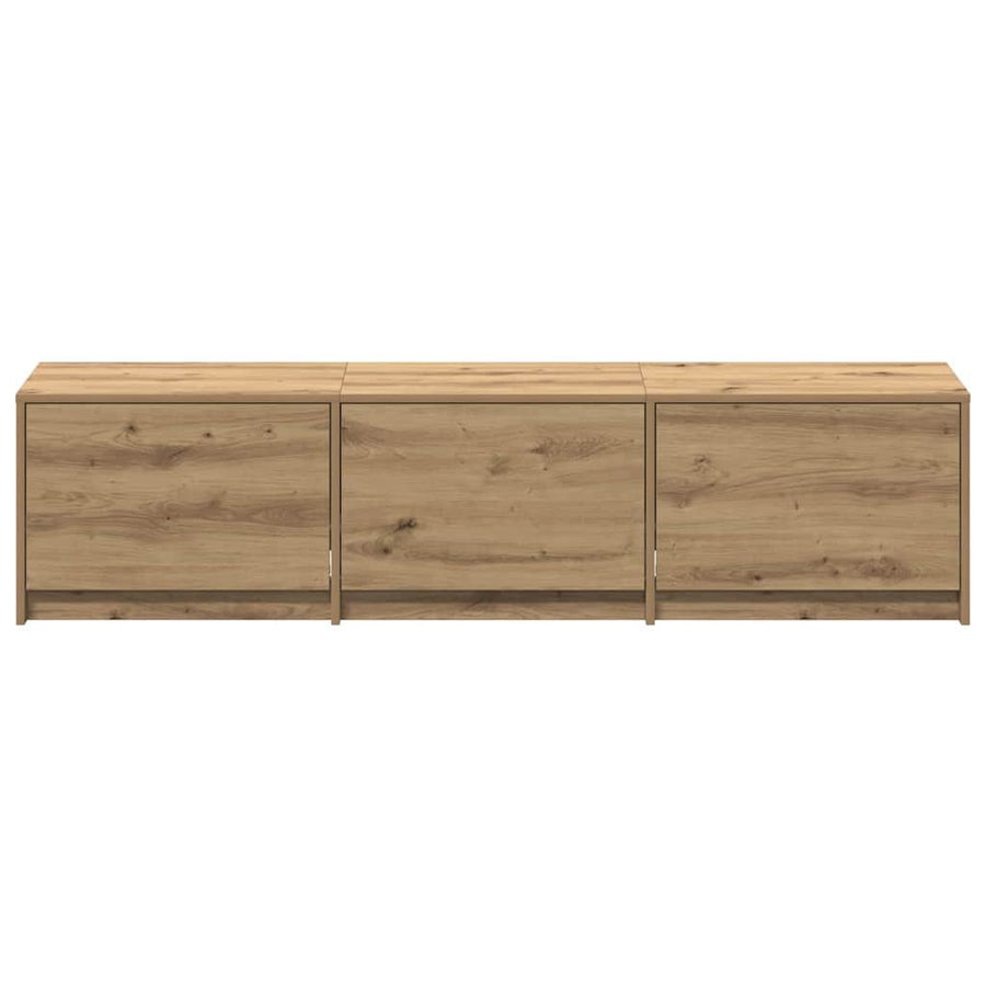 TV kast met LED's met lade Ambachtelijk eiken 162 x 34 x 40 cm