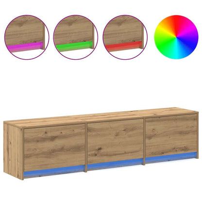 TV kast met LED's met lade Ambachtelijk eiken 162 x 34 x 40 cm
