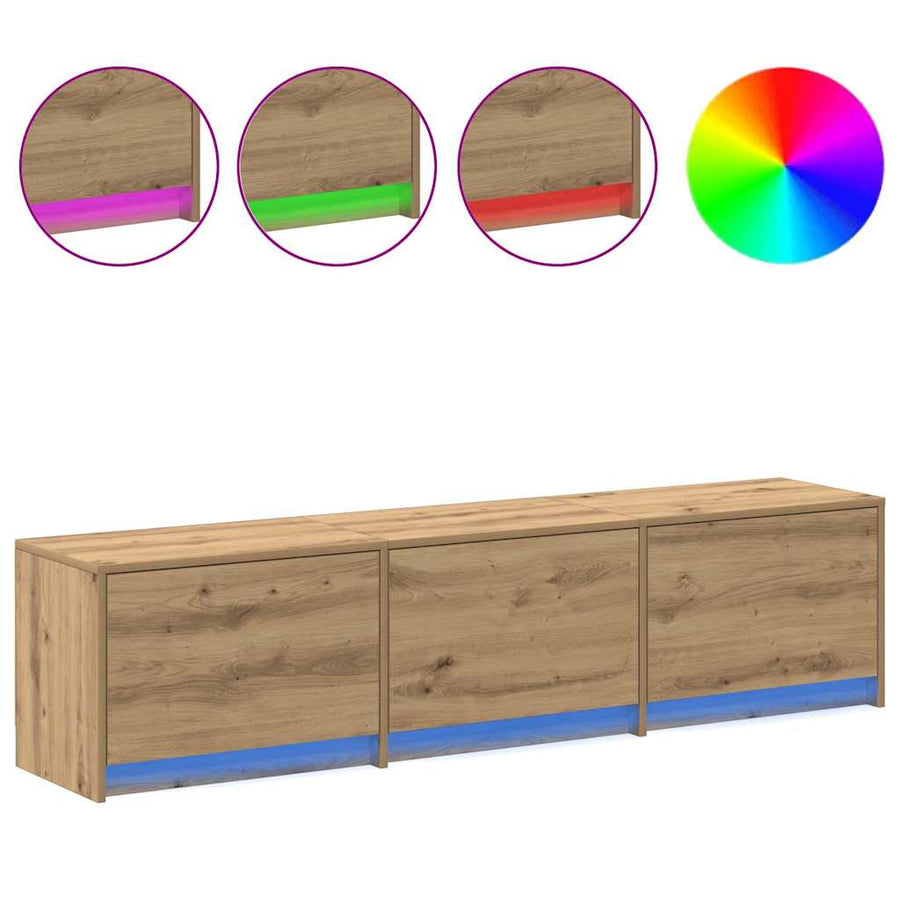 TV kast met LED's met lade Ambachtelijk eiken 162 x 34 x 40 cm