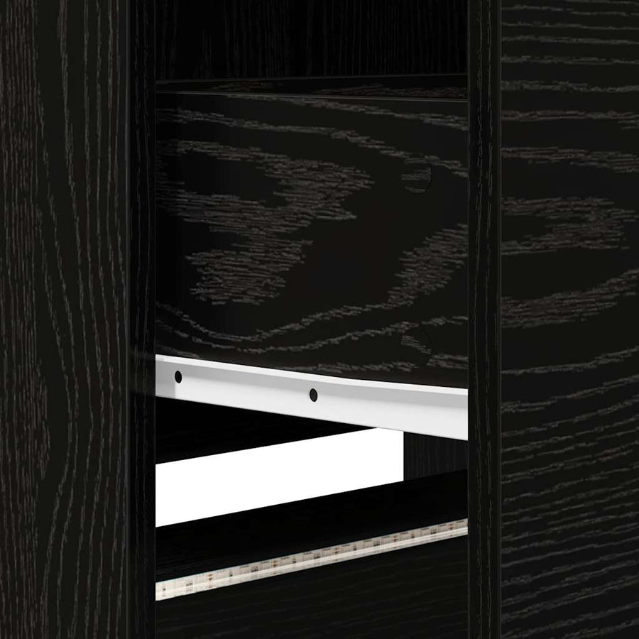 TV kast met LED's Zwart Eiken 162 x 34 x 40 cm Bewerkt hout