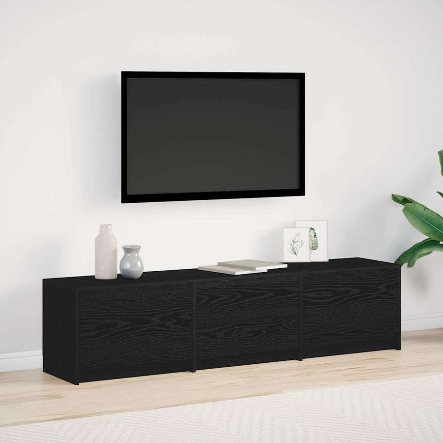 TV kast met LED's Zwart Eiken 162 x 34 x 40 cm Bewerkt hout