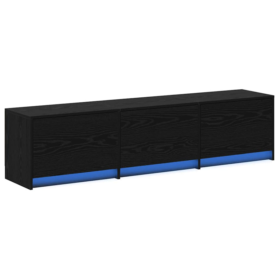 TV kast met LED's Zwart Eiken 162 x 34 x 40 cm Bewerkt hout