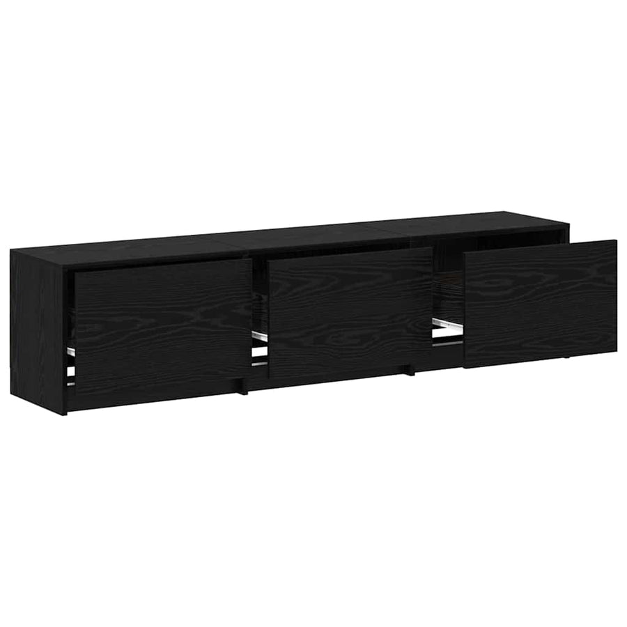 TV kast met LED's Zwart Eiken 162 x 34 x 40 cm Bewerkt hout