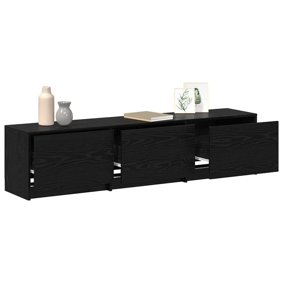 TV kast met LED's Zwart Eiken 162 x 34 x 40 cm Bewerkt hout