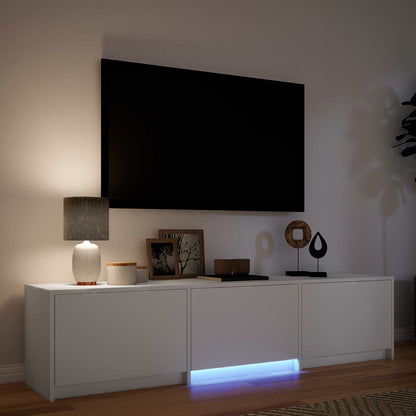 TV-kast met LED met LED Wit 165 x 34 x 40 cm Geconstrueerd hout