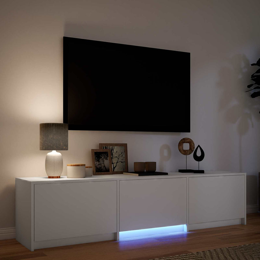 TV-kast met LED met LED Wit 165 x 34 x 40 cm Geconstrueerd hout