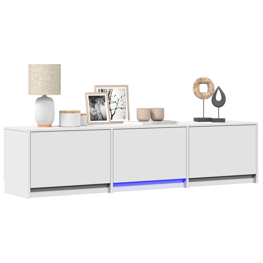 TV-kast met LED met LED Wit 165 x 34 x 40 cm Geconstrueerd hout