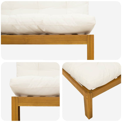 Midden Sofaset 2 Stuk Natuurlijk en Crème Wit Acaciahout