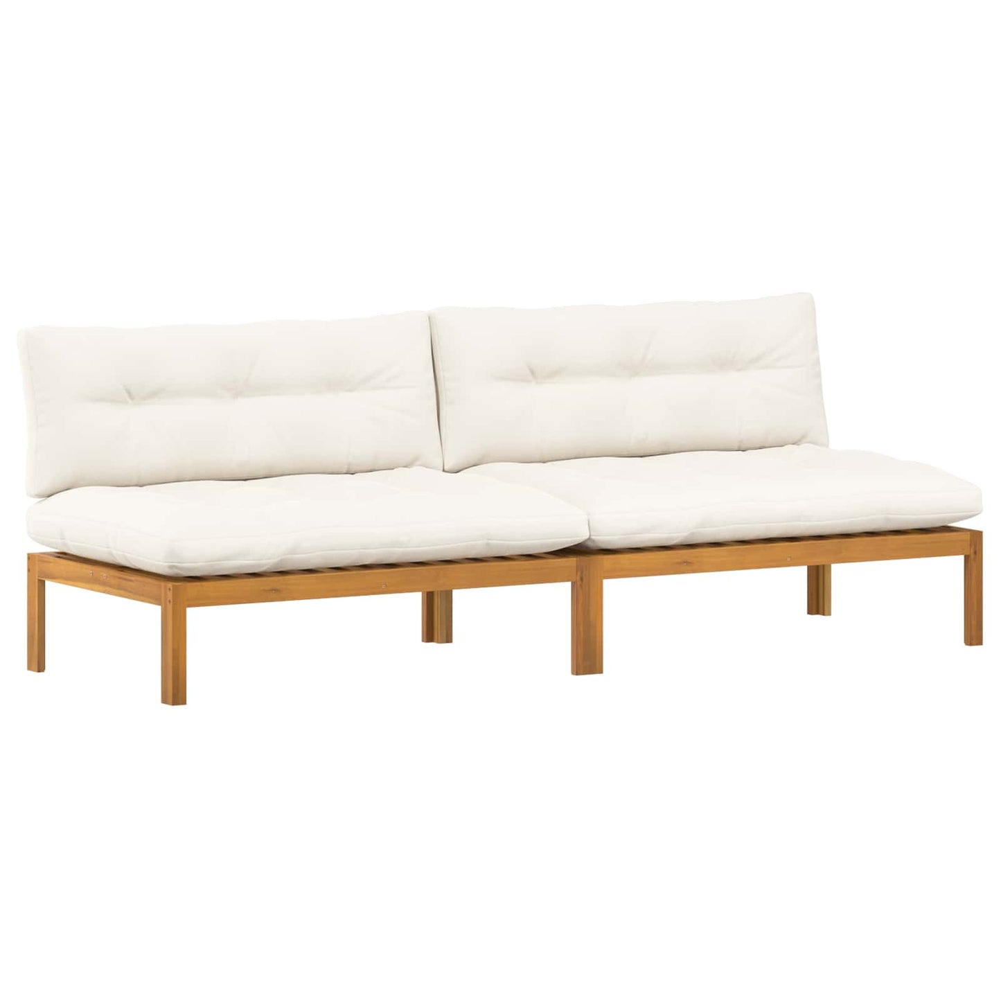 Midden Sofaset 2 Stuk Natuurlijk en Crème Wit Acaciahout