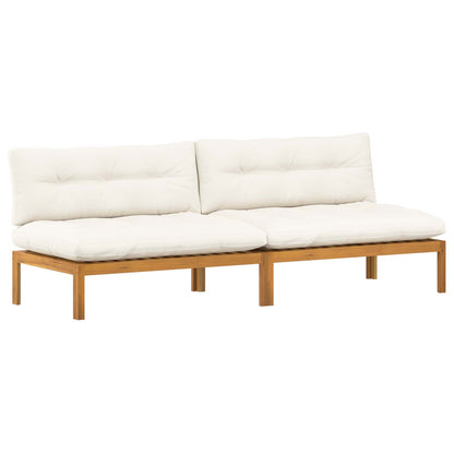 Midden Sofaset 2 Stuk Natuurlijk en Crème Wit Acaciahout