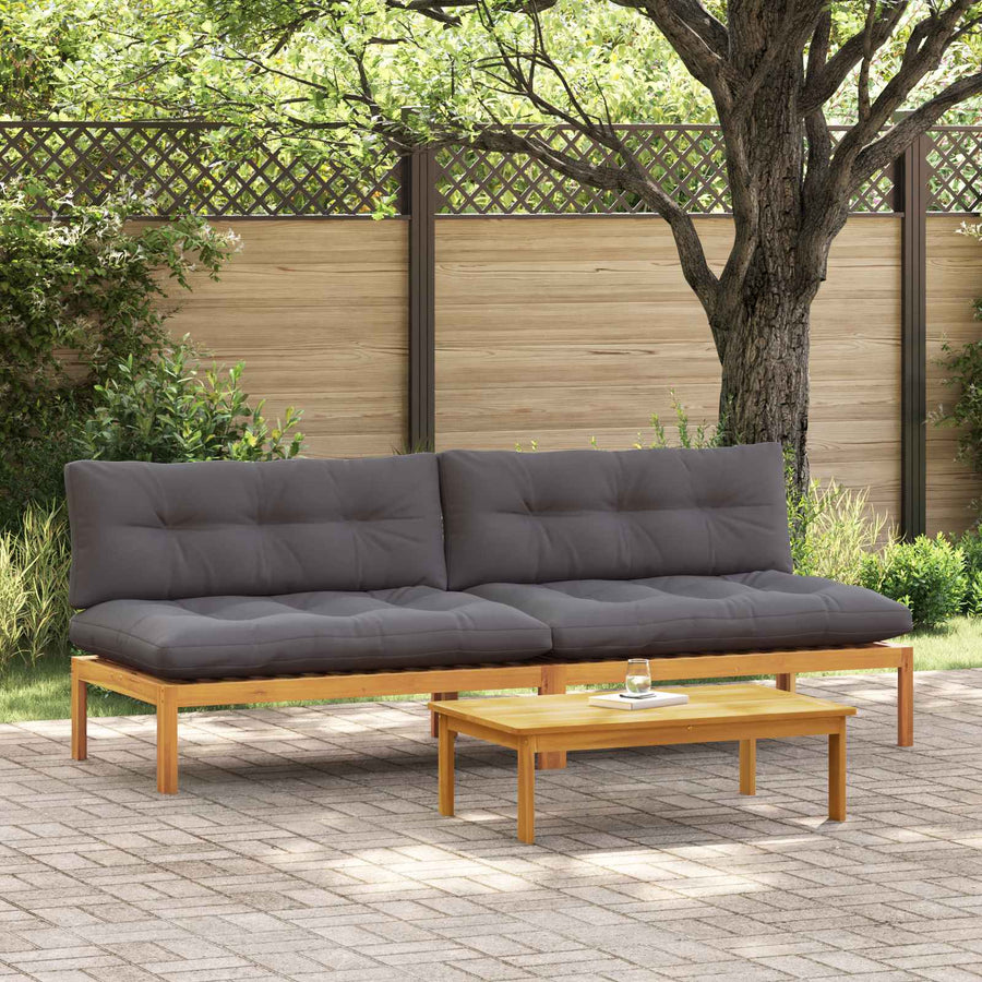 Midden Sofaset 2 Stuk Natuurlijk en Donkergrijs Acaciahout